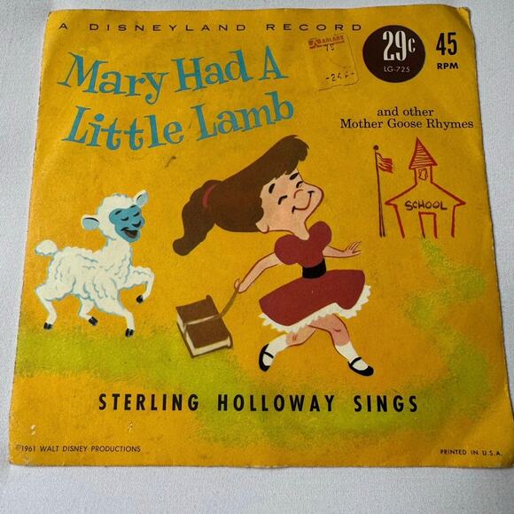 Vintage 1961 Mary Had A Little Lamb 45 RPM Vinyl Record LG-725 Disneyland Record - Picture 1 of 6